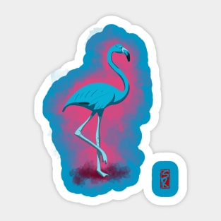 Blue Flamingo Sticker